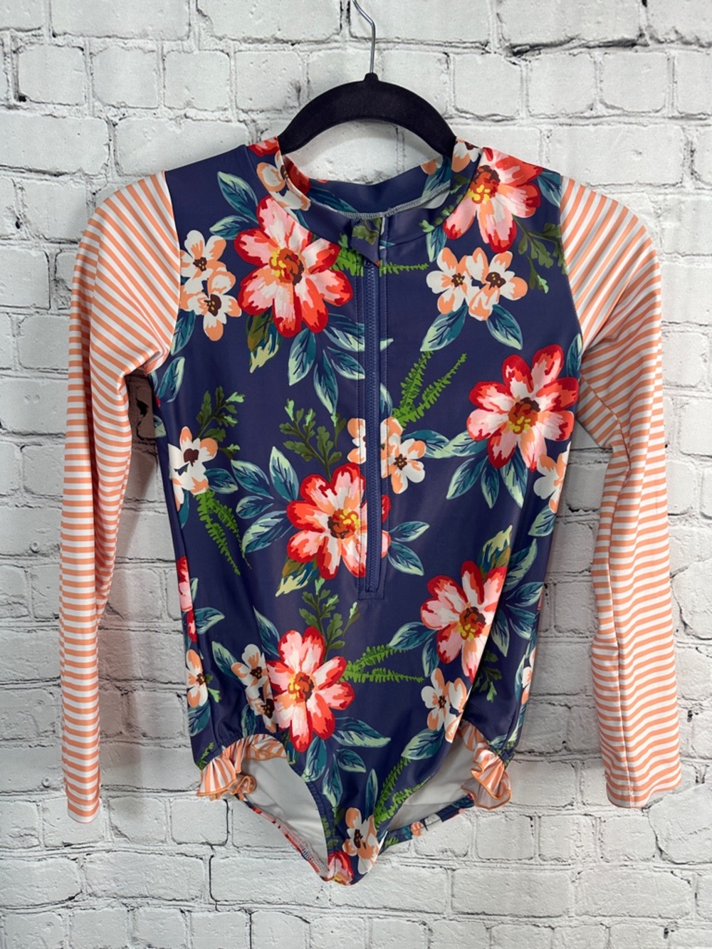 Oopsie Daisy long sleeve rash guard one piece swimsuit girls 12
